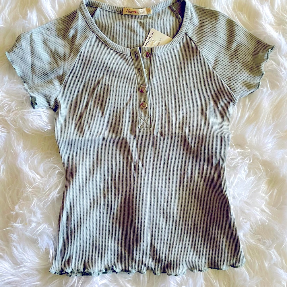 Button Up V-Neck Top